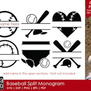 Baseball Monogramm svg / Baseball svg / Split Monogram / Baseball svg / Baseball svg / svg dateien / svg für Cricut / svg für Silhouette