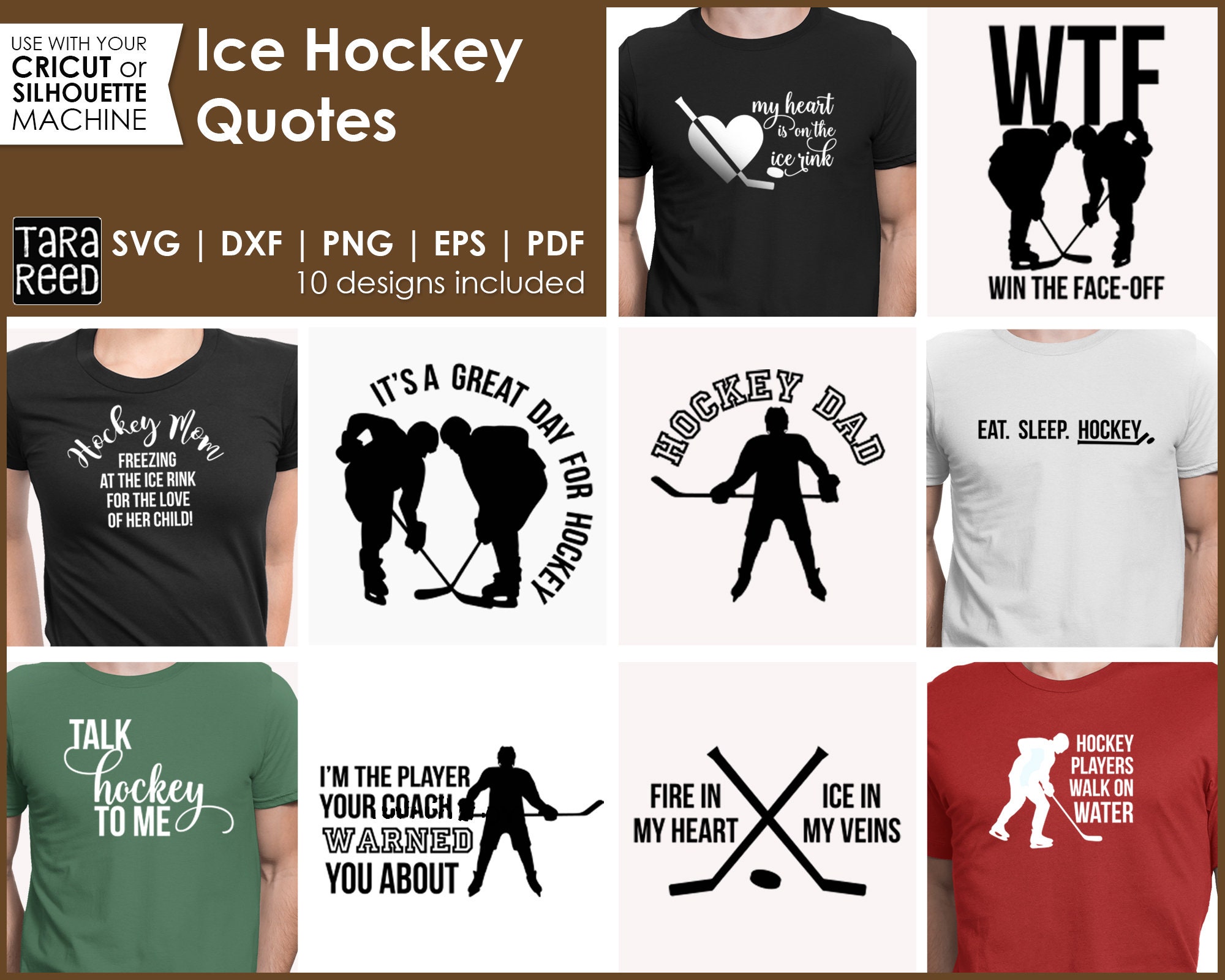 40 Ice Hockey Quotes T-Shirt Designs Bundle