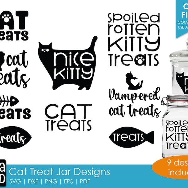 Cat Treat Jar Designs - Cat SVG and Cut Files for Crafters