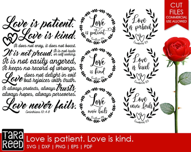 Download Love is Patient Love is Kind Bible Verse SVG and Cut Files ...