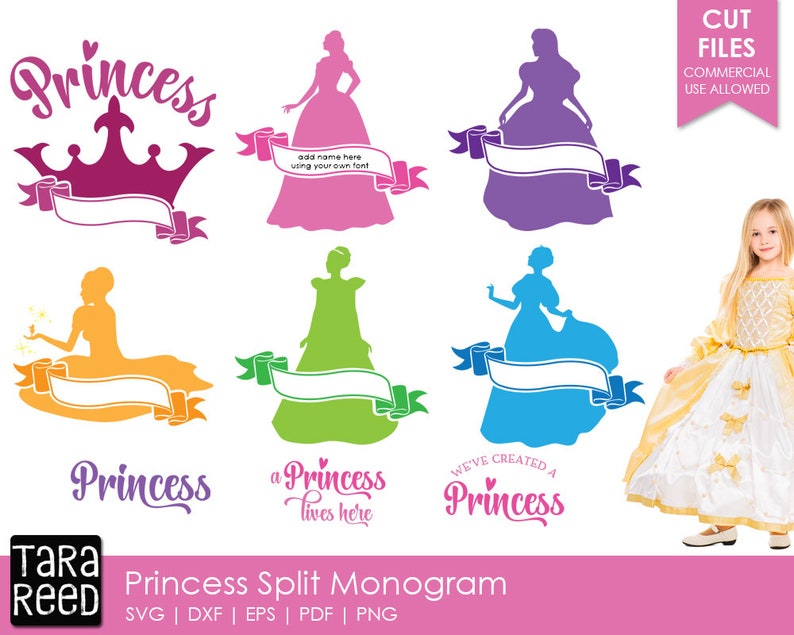 Download Princess Split Monogram Princess SVG and Cut Files for | Etsy