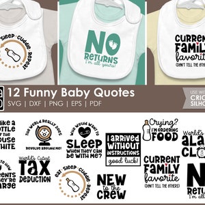 Lot de citations de drôles de bébé SVG pour Cricut | Bavoirs à faire soi-même