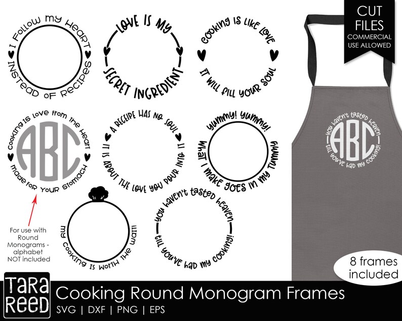 Download Cooking Round Monogram Frames Kitchen SVG and Cut Files ...