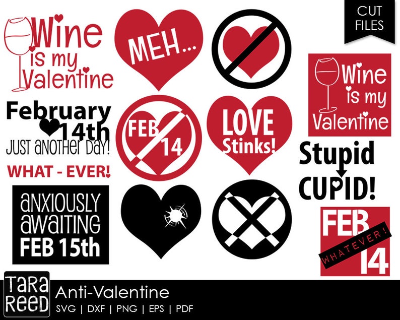 Antivalentine Valentine's Day SVG and Cut Files for Etsy