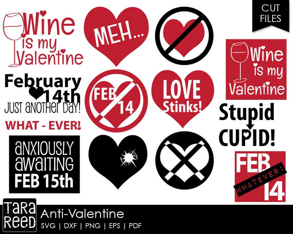 Anti-valentine Valentine's Day SVG and Cut Files for | Etsy