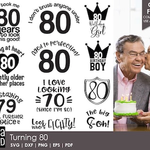 Turning 80 - Birthday SVG and Cut Files for Crafters