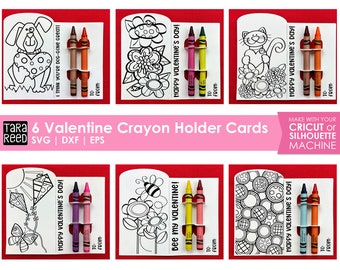 6 Valentine's Day Print & Cut Coloring Cards for Cricut and Silhouette