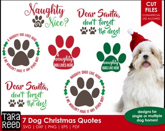 Honden kerstcitaten - hond SVG- en snijbestanden voor knutselaars