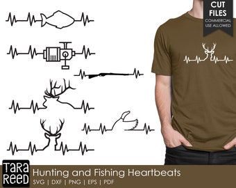Hunting and Fishing Heartbeats - SVG and Cut Files for Crafters