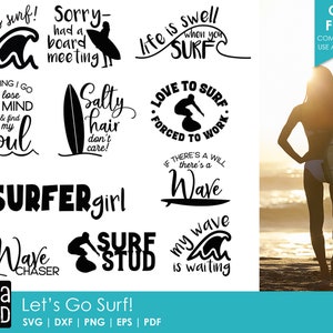 Let&#39;s Go Surf - Surfing SVG and Cut Files for Crafters