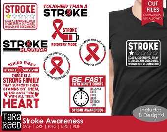 Archivos SVG sobre accidentes cerebrovasculares para Cricut o Silhouette / Camisetas de concientización sobre accidentes cerebrovasculares