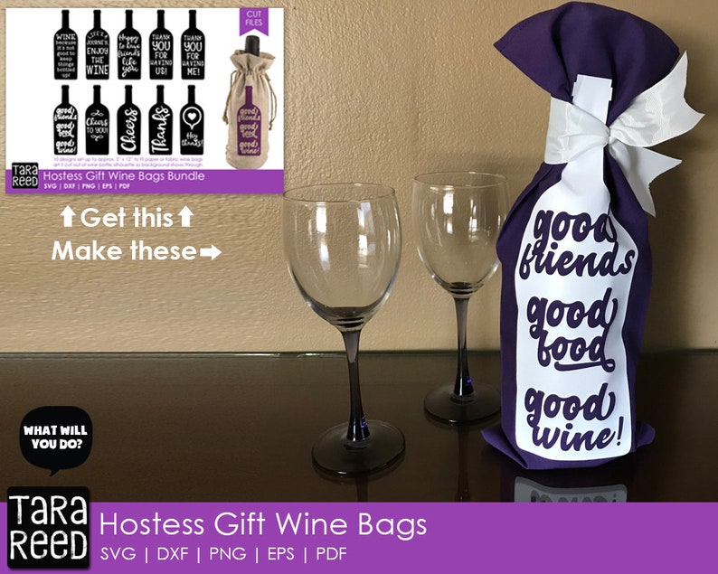 Hostess Gift Wine Bags Hostess Gift SVG and Cut Files for Etsy