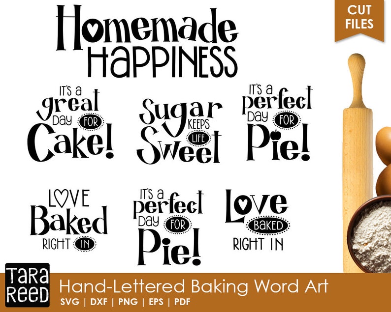 Handlettered Baking Word Art Kitchen SVG and Cut Files for Etsy