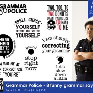 Polícia de gramática - SVG de gramática e arquivos cortados para artesãos