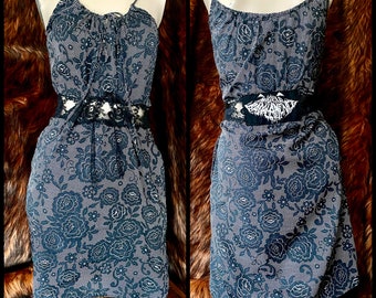 Badalamenti Baddie - Upcycled Black Floral Lace Dress - Angelo Badalamenti Fan Art - Small - One of a Kind