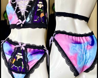 Sea Hag - Purple Pastel Die Dye Witch Bralette & Panties Set - XS Small - Handmade One of a Kind