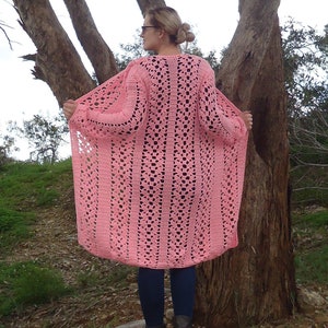 Knit cardigan, Long Pink Coat, Long Knit Women Coat, Knit Jacket Sweater, Wool Cardigan, Women wool cardigan, Hand knit outerwear, Knit Coat