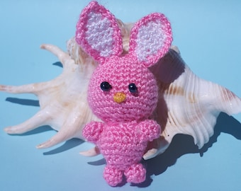 Little rabbit toy, Pink Rabbit gift, Knit Rabbit toy, Knit bunny Amigurumi, Сhildren's Birthday Gift, Plush stuffed toy, Toy bunny, Baby toy