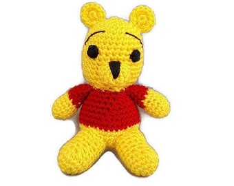 Bear Baby toy, Yellow Bear Gift, Knit Toy, Baby gifts toy, Bear Girl Mini doll, Teddy Bear toy for baby, Birthday gift, Decor Plush Toy