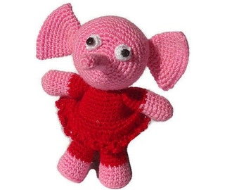 Elephant toy, Pink Elephant baby toy, Soft Toys for Kids, Knitted toy, Gift toy for kids, Plush Toy, Home decor, Animals amigurumi toy
