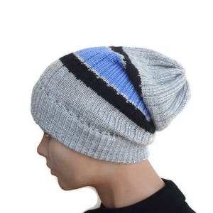 Gorro listrado de tricô, Gorro de tricô, Gorros masculinos, Gorro de tricô unissex feminino/adolescente, Gorro masculino, Gorro folgado, Presentes para ele, Gorro de tricô