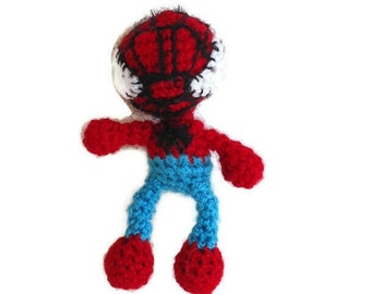 Superheld Geschenk Spiderman, Comics Plüschtier, Spiderman-Puppe, Häkeln Spiderman, Strickspielzeug, Puppe Amigurumi, Hängendes Dekor, Zubehör für Tasche