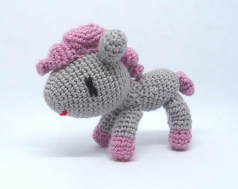 Juguete de caballo poni tejido, regalo de cumpleaños para niña, pequeño caballo de peluche, mini juguete de regalo, poni de peluche tejido, regalo de cumpleaños para niños