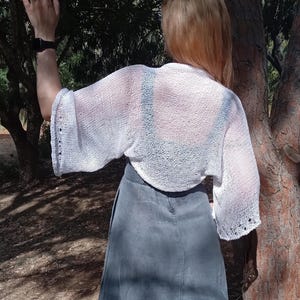 White Sheer Knit Bolero Shrug, Ivory, Ethereal, Bridal