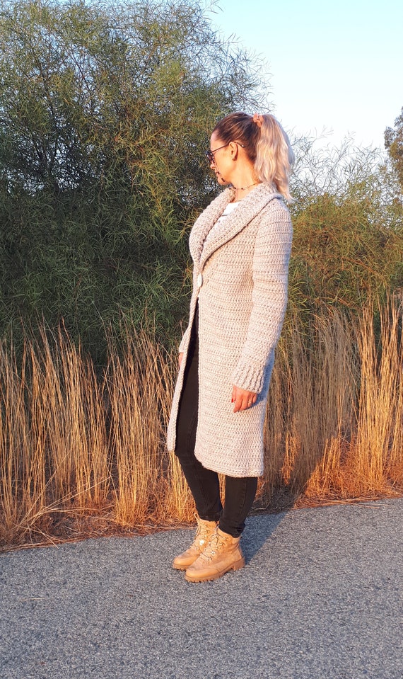 Long manteau en tricot gris manteau en grosses mailles cardigan veste longue survetement manteau femme veste en tricot pour femme cardigan en laine femme manteau au crochet Etsy France