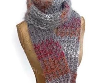 Écharpe en laine mélangée tricotée à la main, écharpe longue multicolore