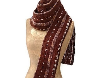 Écharpe marron longue pour homme en tricot, écharpe pour femme, écharpe fine en laine, écharpes en tricot d'hiver, écharpe pour femme, cadeau pour lui, cadeau petit ami, cadeau homme