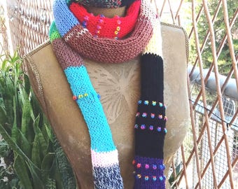 Écharpe fine multicolore, Écharpes fines en maille, Écharpe en maille à offrir, Foulard, Accessoire de mode femme, Écharpe ronde à enrouler