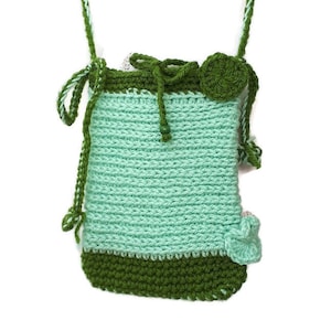 Knit bag Green Knit Phone Bag Gift bag Phone Purse Small Crochet Shoulder bag Purse for girl small bag purse dog walking purse, Gift