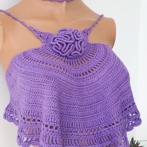 Purple Summer Halter Top Crochet Bikini Top Hippie Knit Top - Etsy
