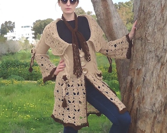 Manteau pour femme en tricot, cardigan en tricot de dentelle, cardigan pour femme, cardigan manteau marron, cardigan en tricot café, pull, cardigan en laine, cardigan en laine pour femme