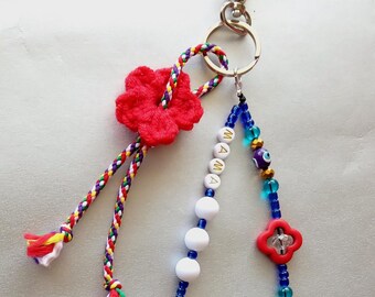 Breloque de sac à perles arc-en-ciel, cadeau pour maman, porte-clés, accessoire de sac à dos, breloque pour sac à main