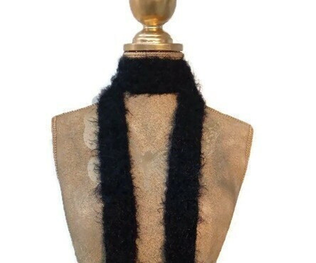 Black Super-Thin Knit Scarf main image 1