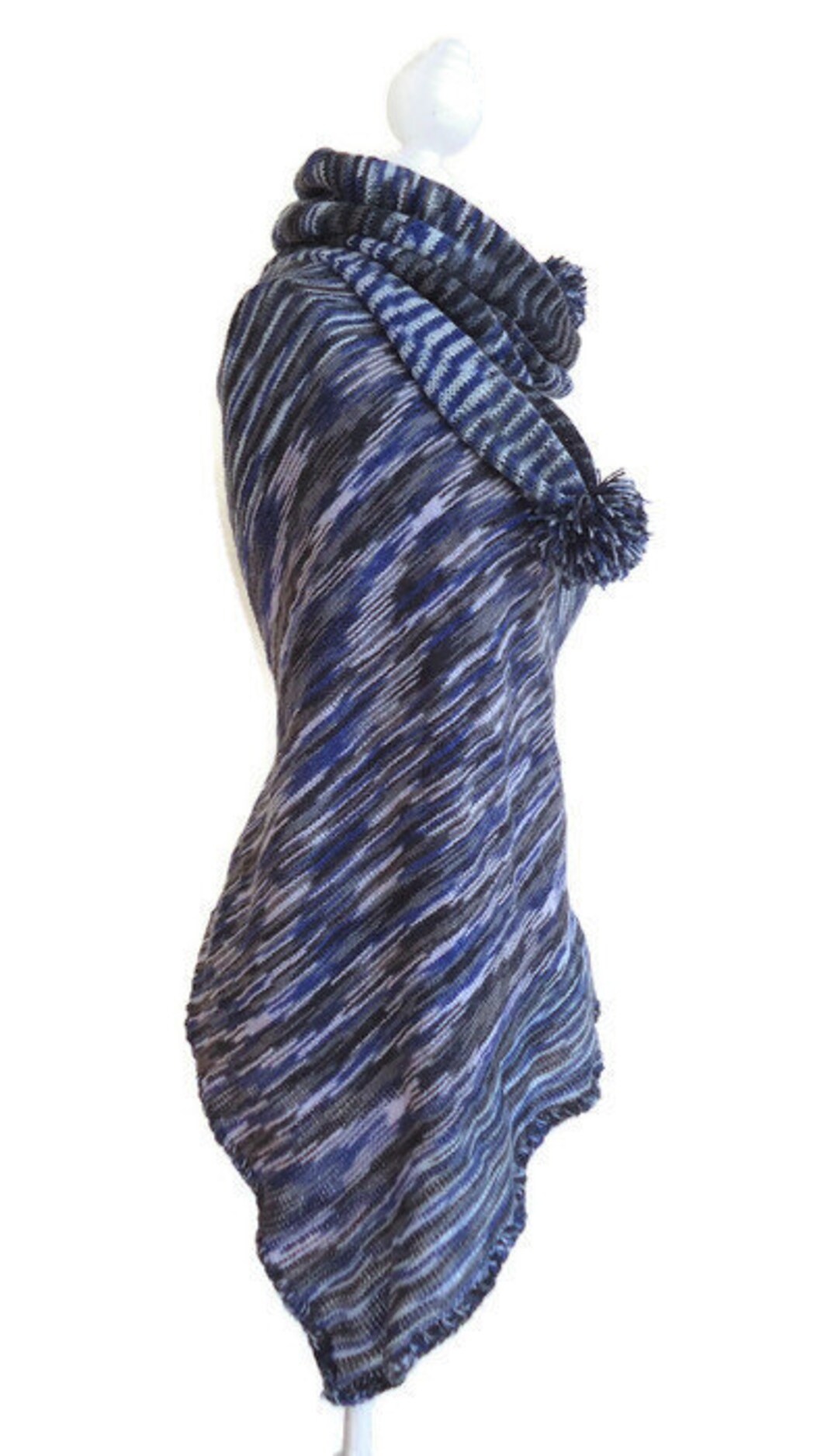Skinny Knit Scarf and Women Poncho Blue Skinny Scarf Style Etsy UK