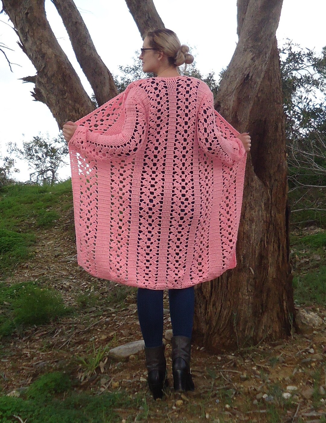 Knit Cardigan, Long Pink Coat, Long Knit Women Coat, Knit Jacket