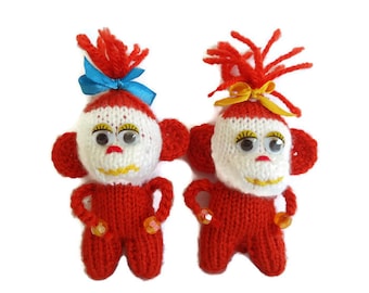 Monkey toy, Set of 2 Gift Knit monkey, Animal toy monkey, Soft Baby toy, Сhildren Birthday Gift, Charm monkey stuffed, Animal gift for kids