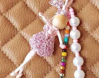 Charm de sac ange en perles arc-en-ciel, accessoire de rocailles en bois en verre acrylique