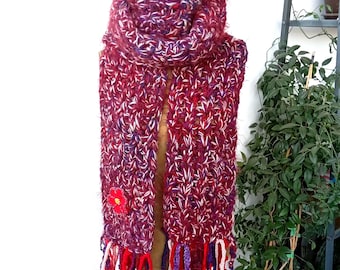 Écharpe duveteuse en tricot, écharpe longue en tricot épaisse, écharpe d'hiver, écharpe de couleur, écharpe longue pour femme, cadeau pour elle,