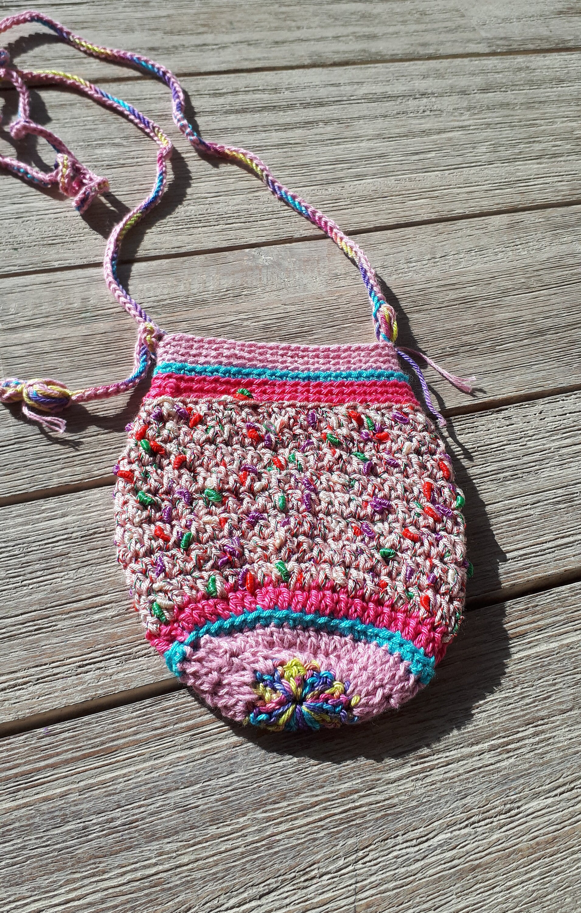 Mini Crochet Shoulder Bag, Pink Purse, Knit Pink Bag, Small Bag, Small