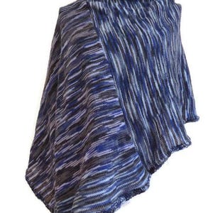 Knit women poncho, Blue melange thin lung poncho, Poncho for women, Oversize poncho, Knit poncho, Women&#39;s Poncho