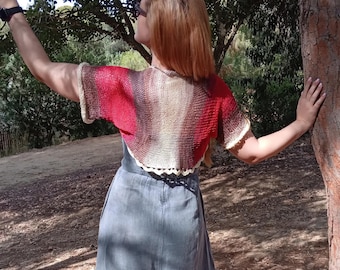 Knit bolero shrug, Knit top stripes, Lace Summer top, Women bolero, Knit Crop Top,  Knit Top, Summer Shrug, Dress cover up, Women shrug