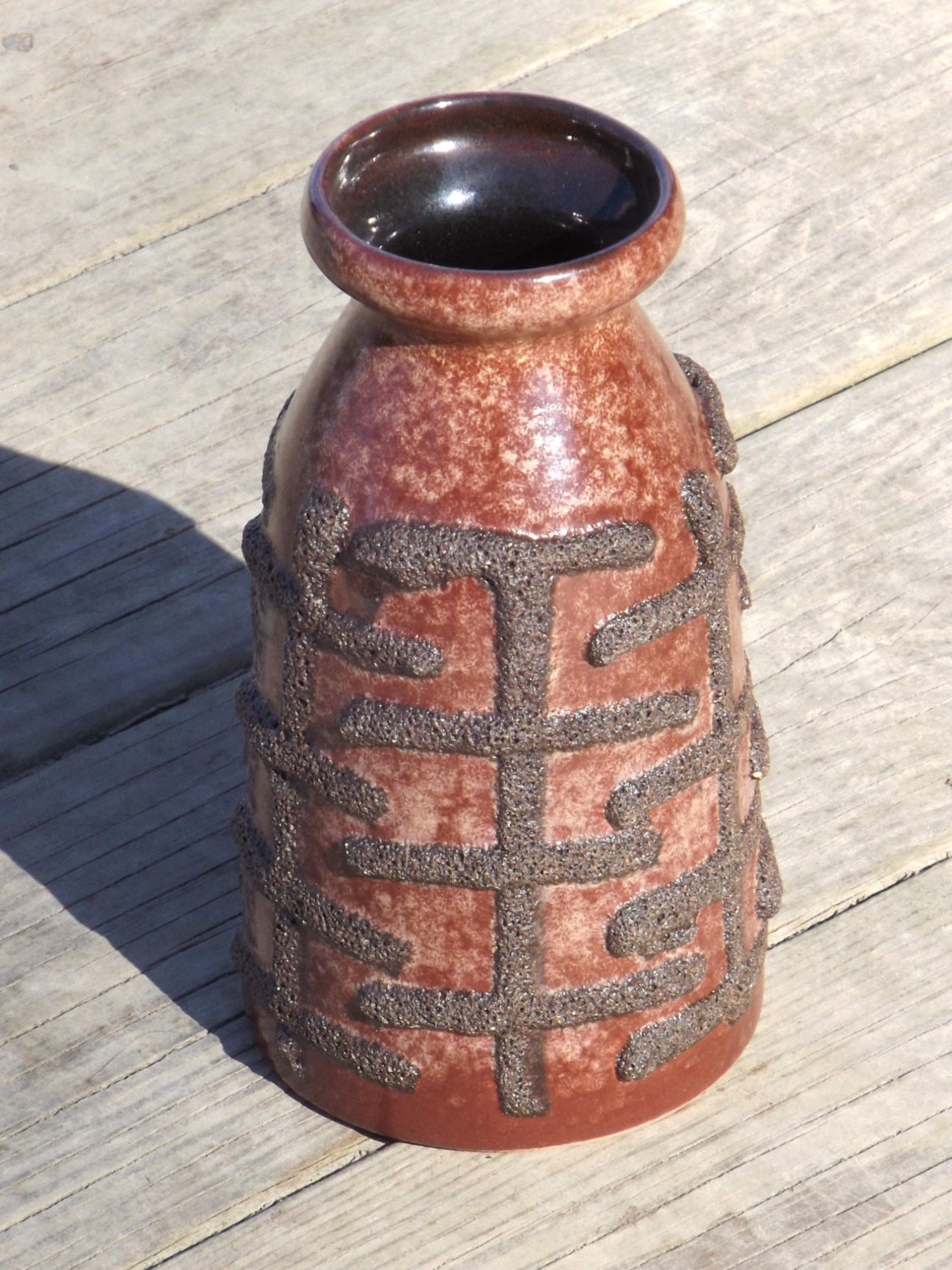 Fat Lava Vase by Strehla Keramik Handpainted German Pottery Etsy