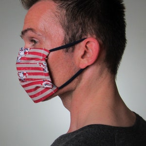 FACE Mask In Stock Ready to Ship! Adult Unisex, Reusable, 2 Layers Cotton, Pleated Fabric  Face Mask, the SOFTEST Ear Loops, Made in USA