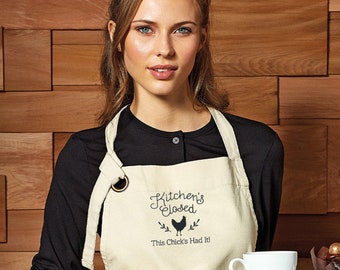 Heavy Cotton Canvas Apron Embroidered with a ‘Kitchen's Closed Slogan' -Mother's Day Apron- Mother's Day Gift