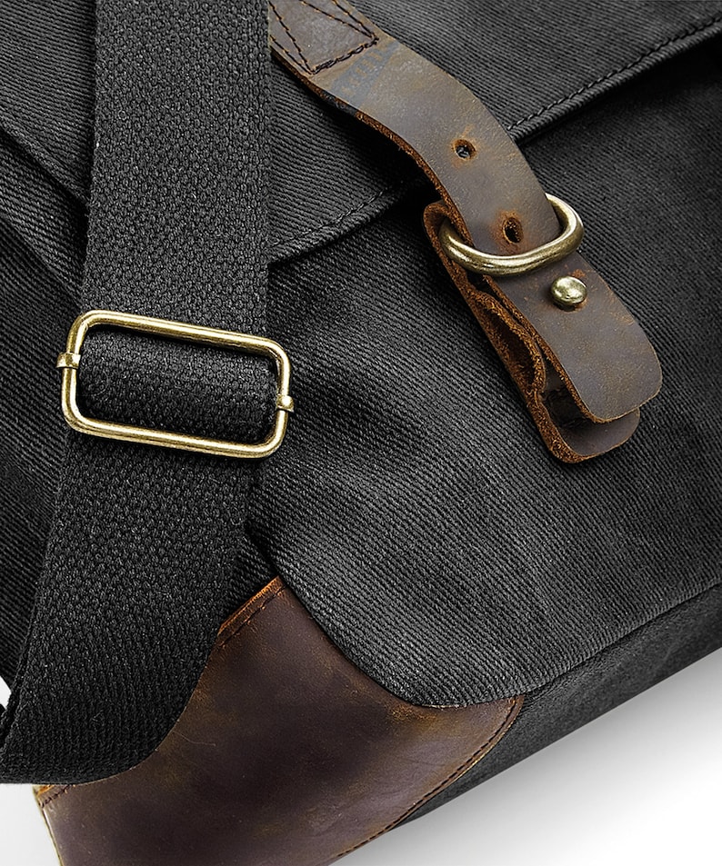 Heritage Waxed Canvas Laptop Bag Embroidered With a /'Root Man/' design available in Black or Olive Green