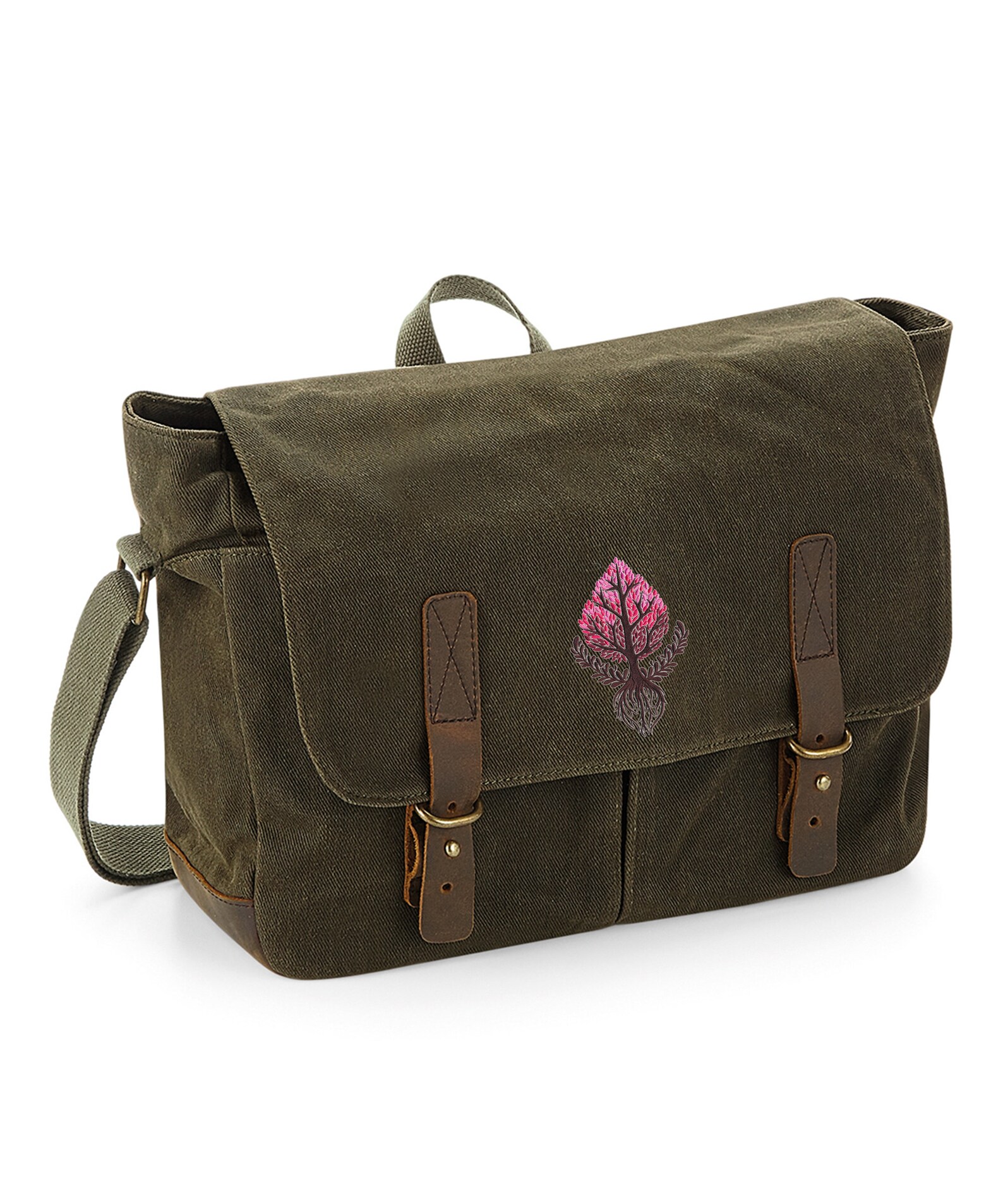 Heritage Waxed Canvas Laptop Bag Embroidered With a 'birds and Bees